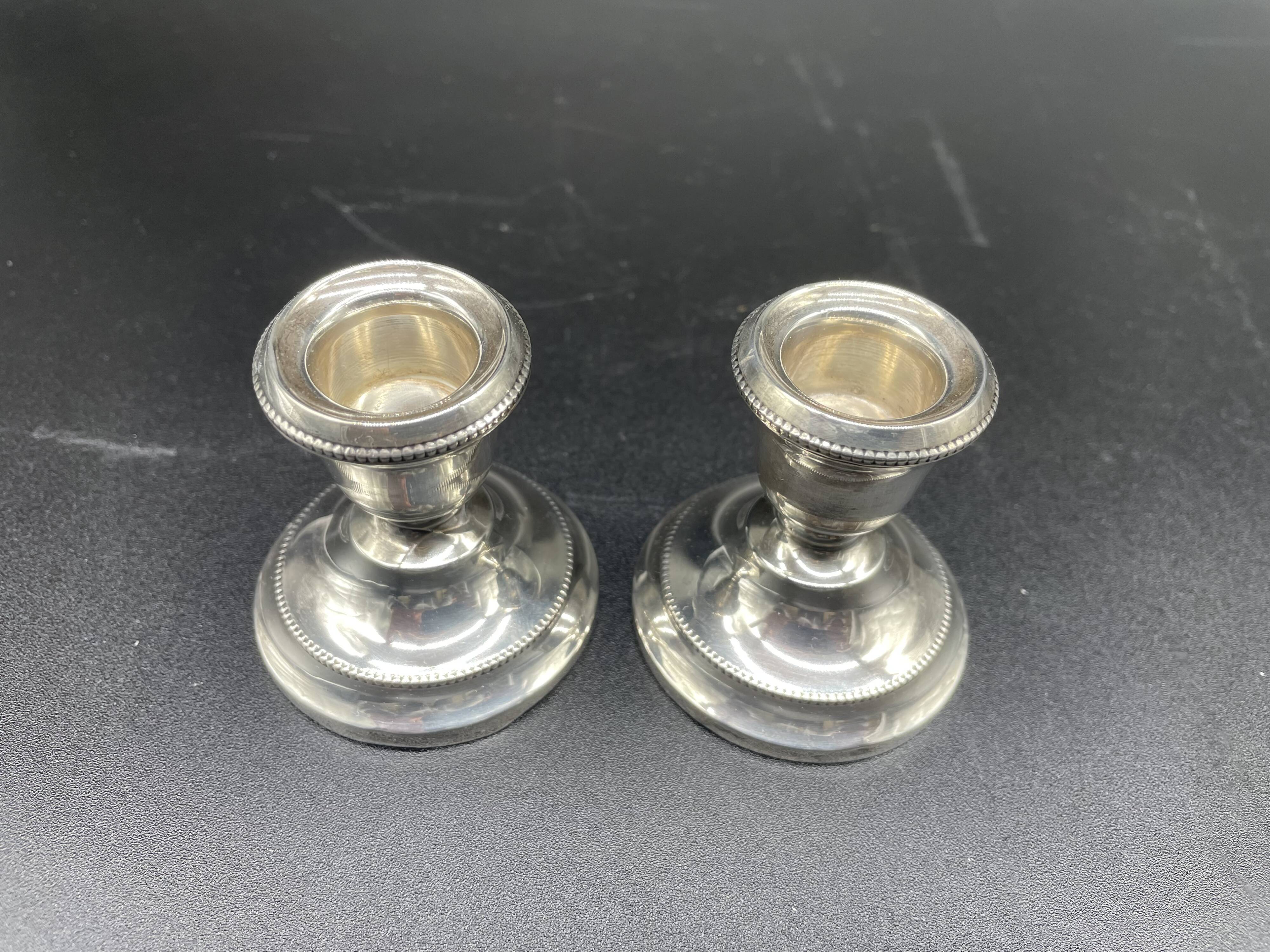 Pair of antique sterling silver candlesticks - English silversmith - 1934