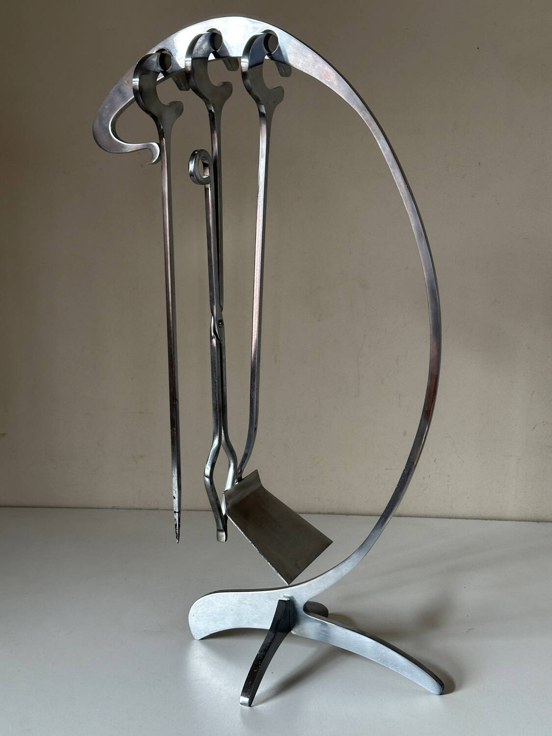 Jean Paul Creations fireplace tool set, 1970s design