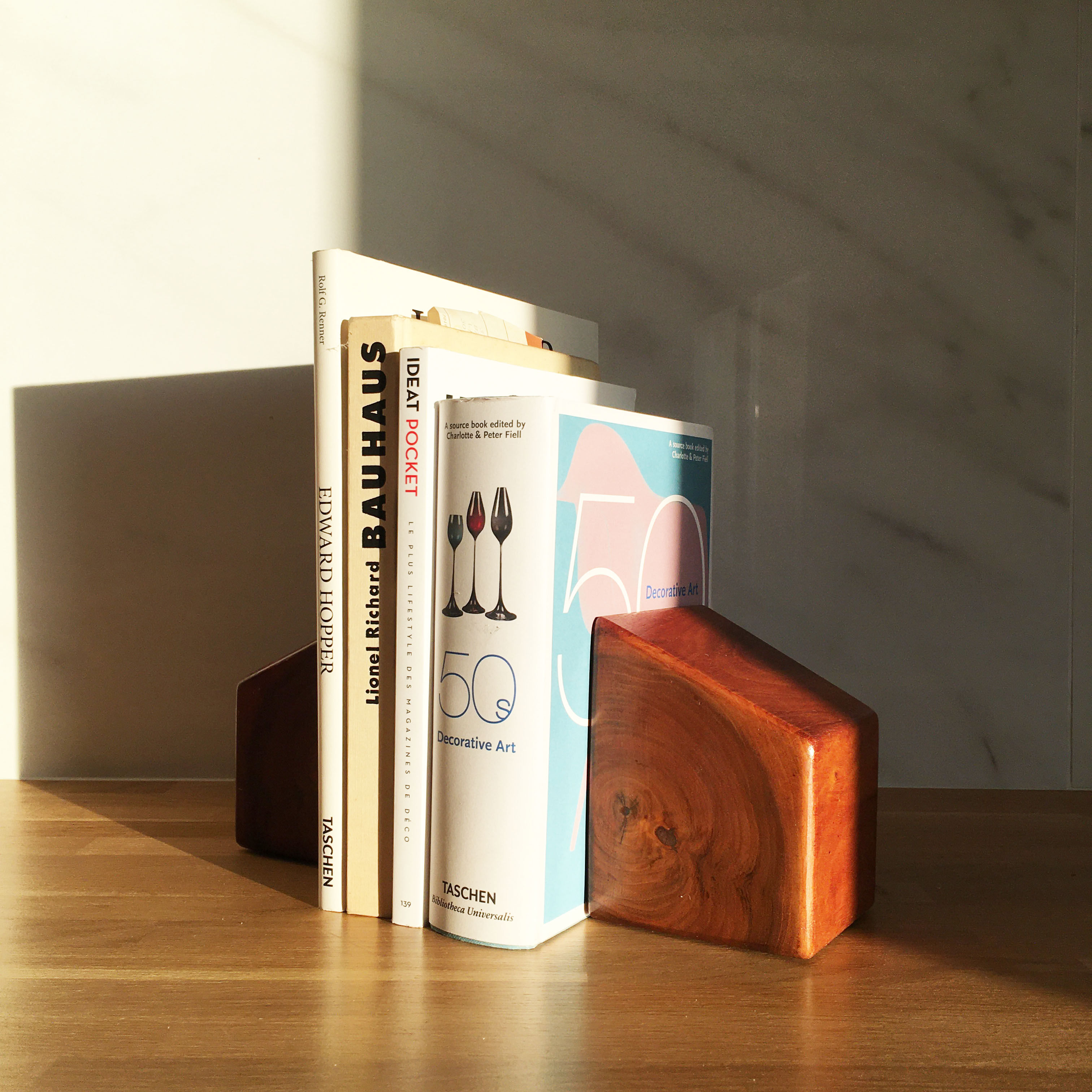 Vintage solid wood bookends