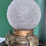 Lampe Art déco en bronze et verre moulé