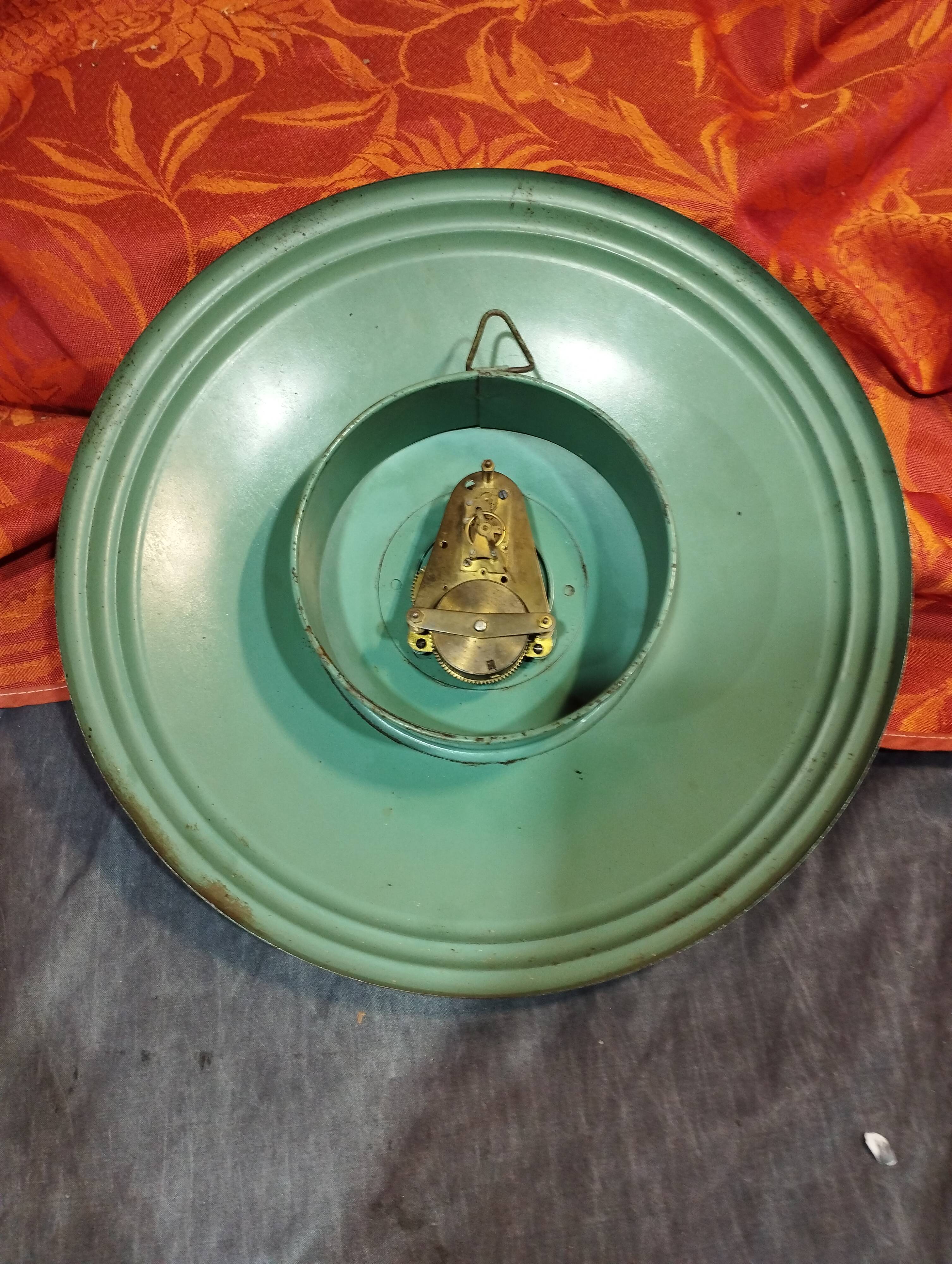 old JAPY mechanical sheet metal wall clock