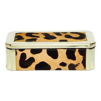 Italian brass and leopard jewelry box circa 1970