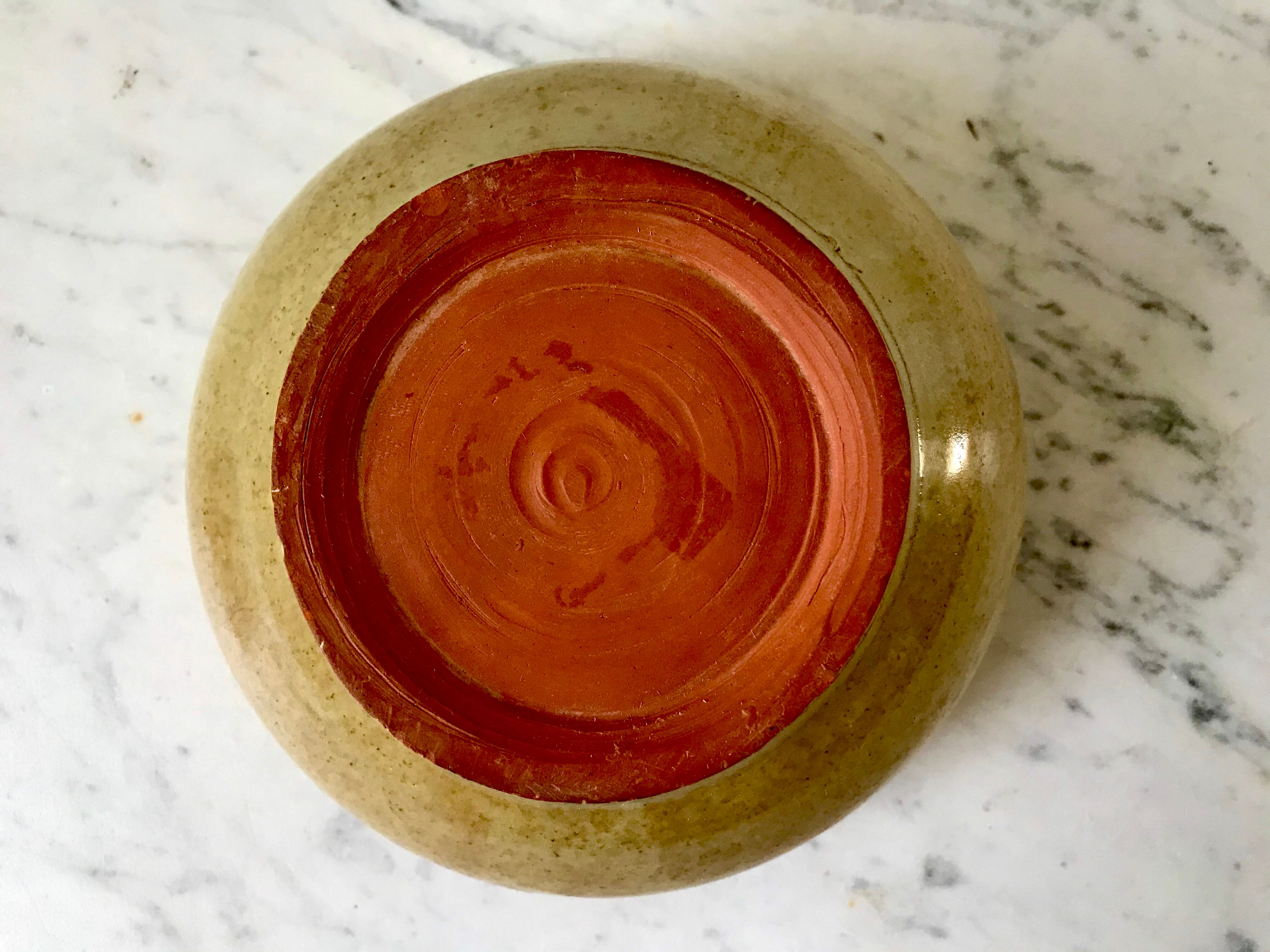 Ceramic bowl / glazed pottery signed 60s-70s