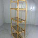 Rattan & smoked glass display rack 1970’s