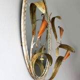 Wrought iron plant mirror Art Deco style, 1960