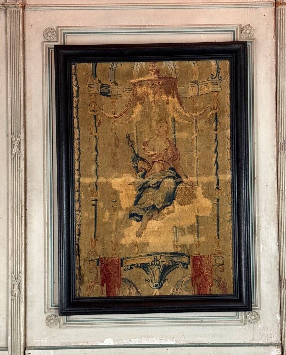 Wool And Silk Tapestry, Young Woman Under A Canopy, 18th Century