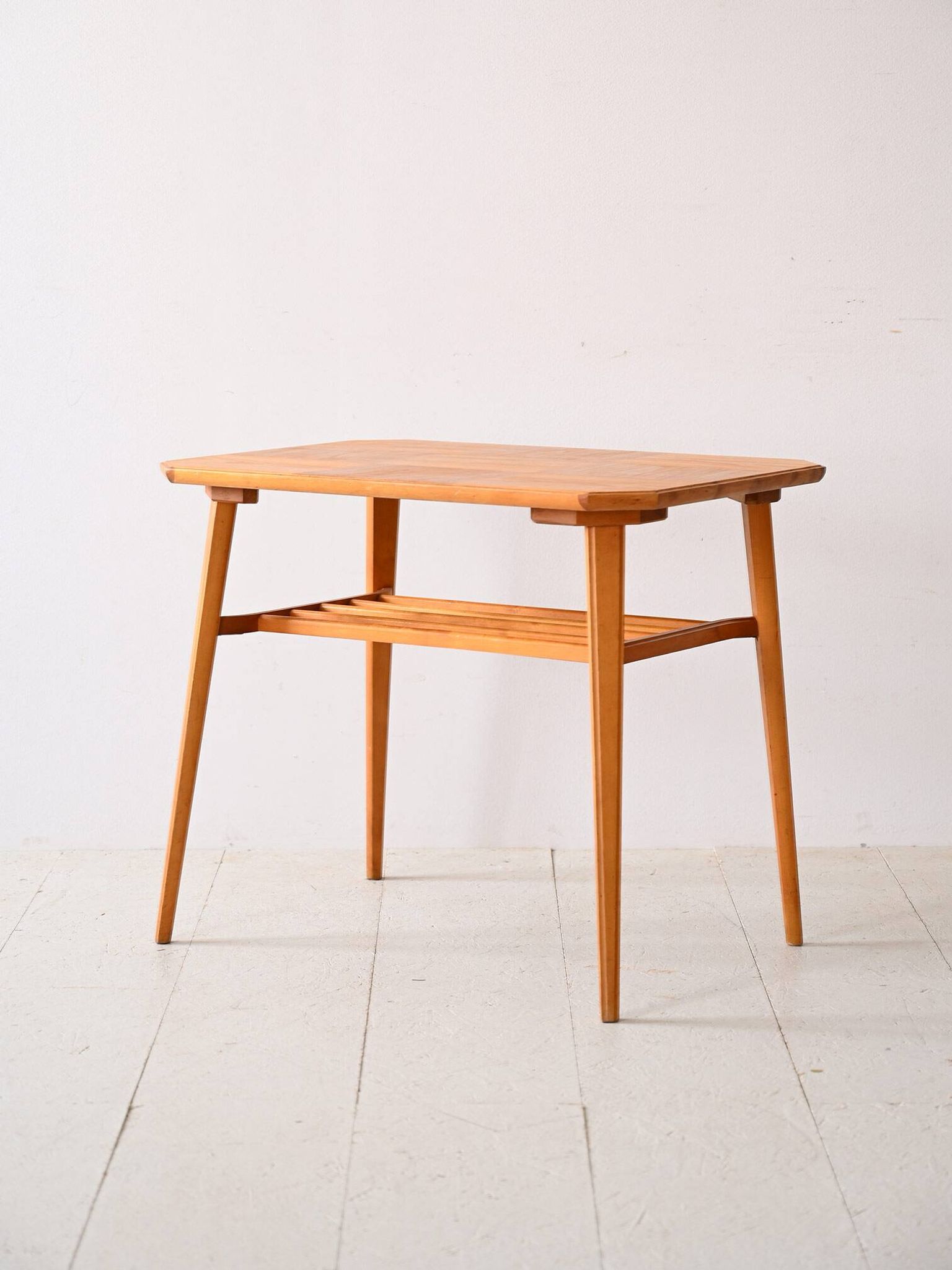 Decorative birch coffee table with magazine rack