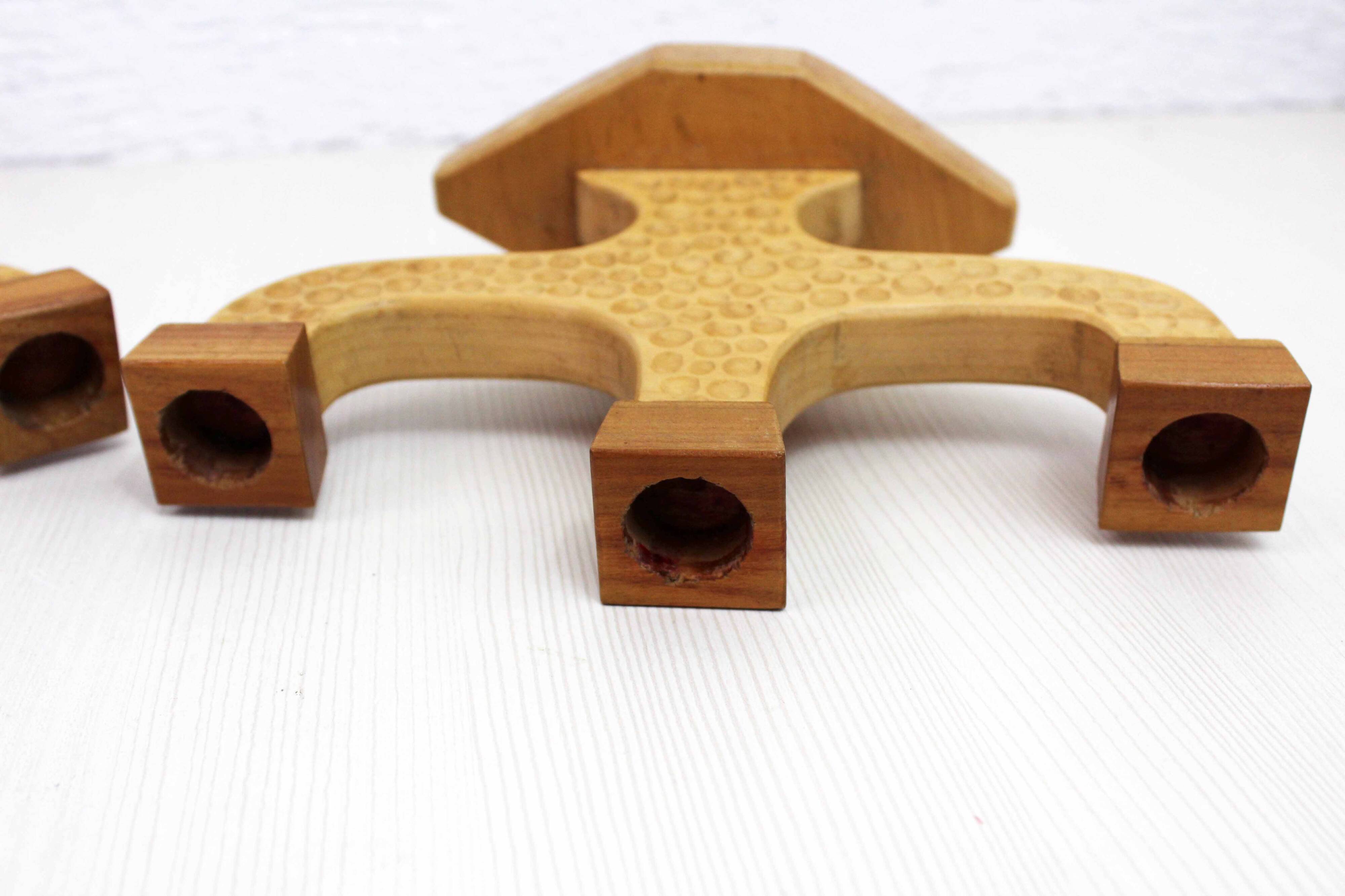Pair of anthroposophical wooden candlesticks