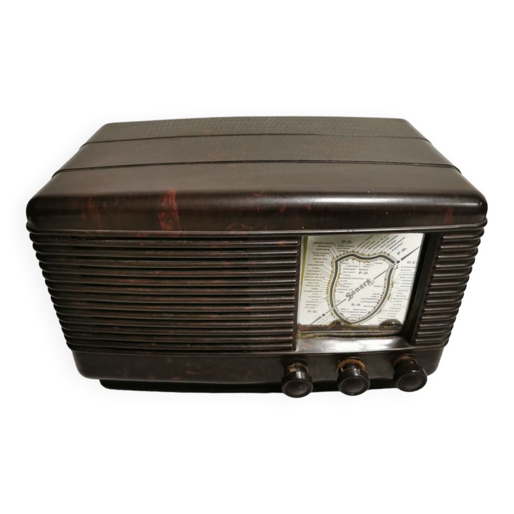 ancien Poste Radio TSF à lampes en Bakélite Sonora de 1946 ART Déco ...