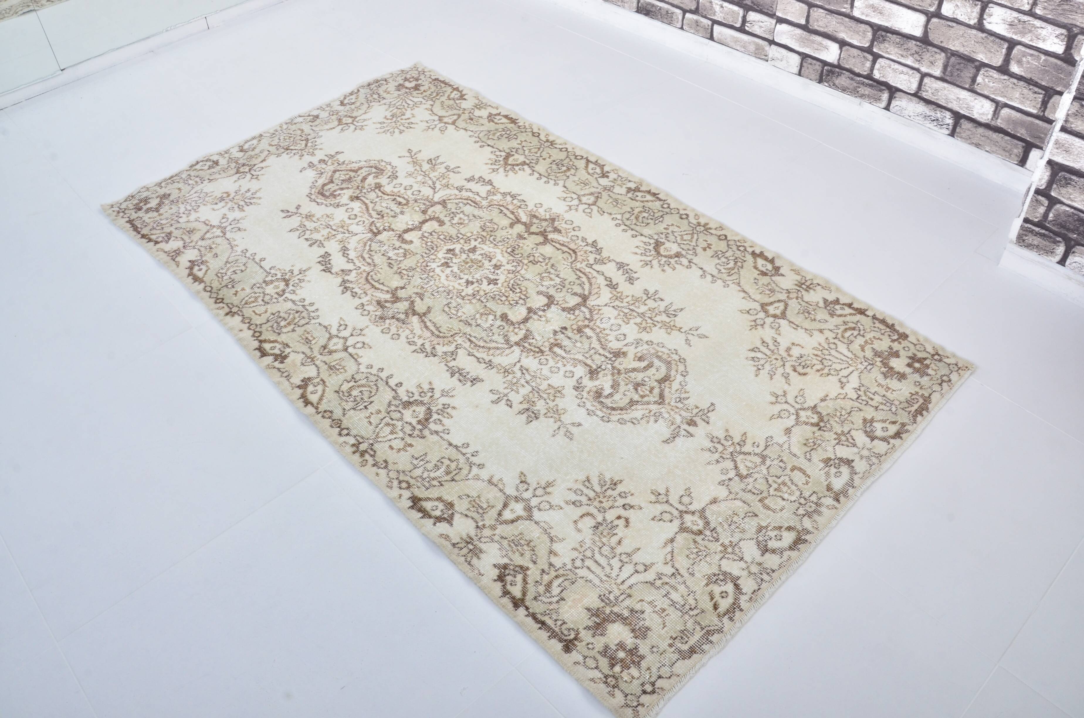 Beige And Brown Vintage Oushak Carpet sku 3578