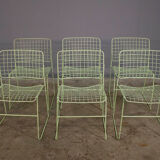 6 metal chairs, painted in teal