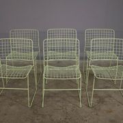 6 metal chairs, painted in teal