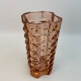 Large pink glass vase in Art Deco style