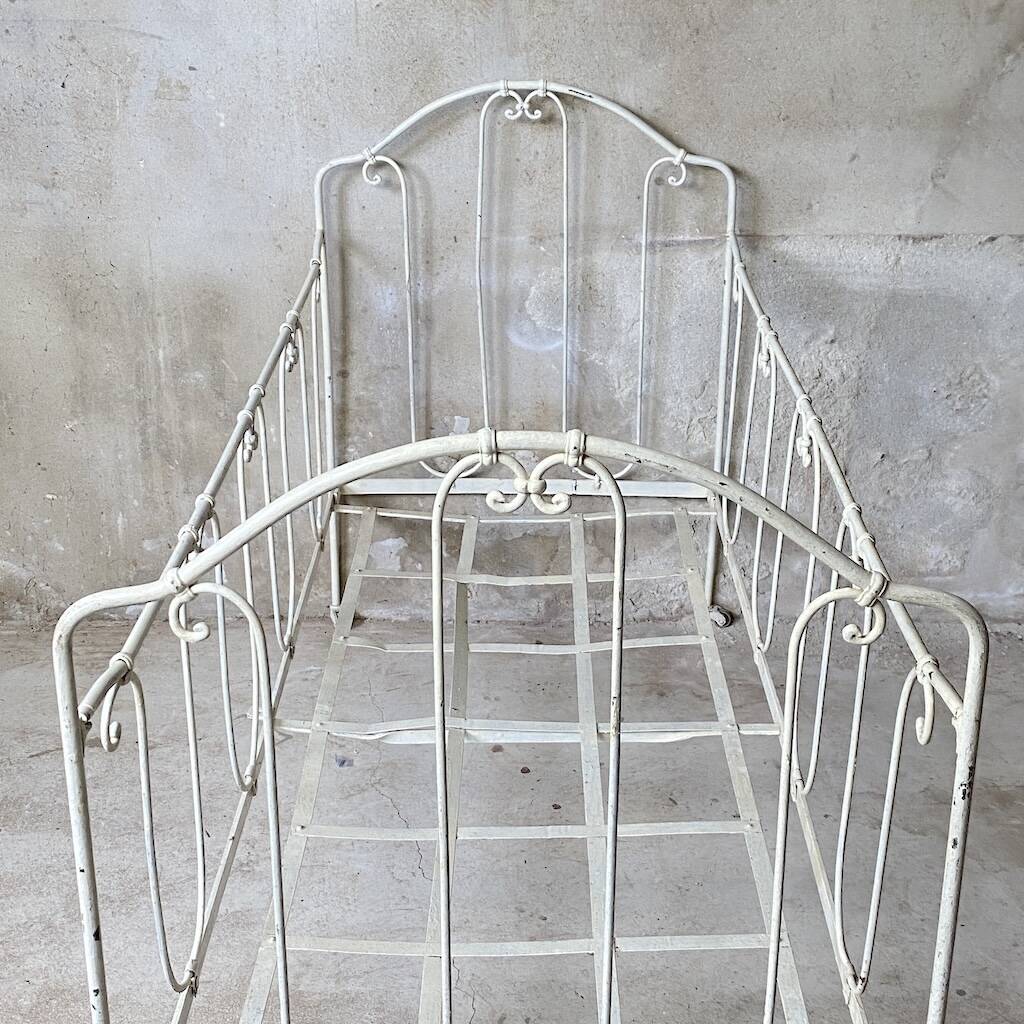 Vintage 1950s wrought iron bed bench