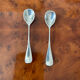 Duo of small salt spoons silver metal.
