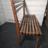 Solid oak workbench with slats signed by Edmond Magrez.