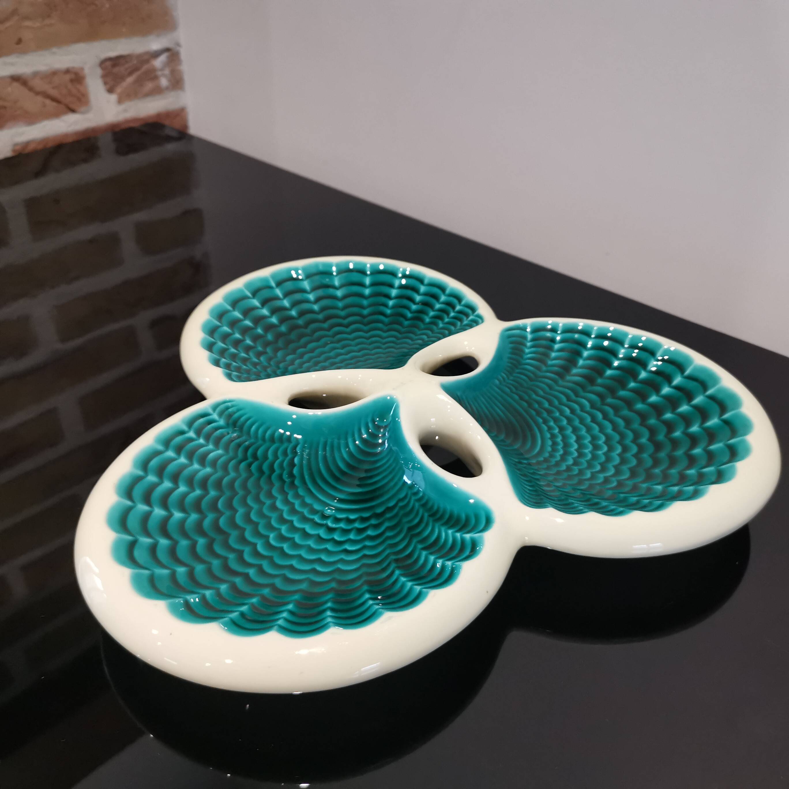 Appetizer dish Server 3 shells Verceram 60'S