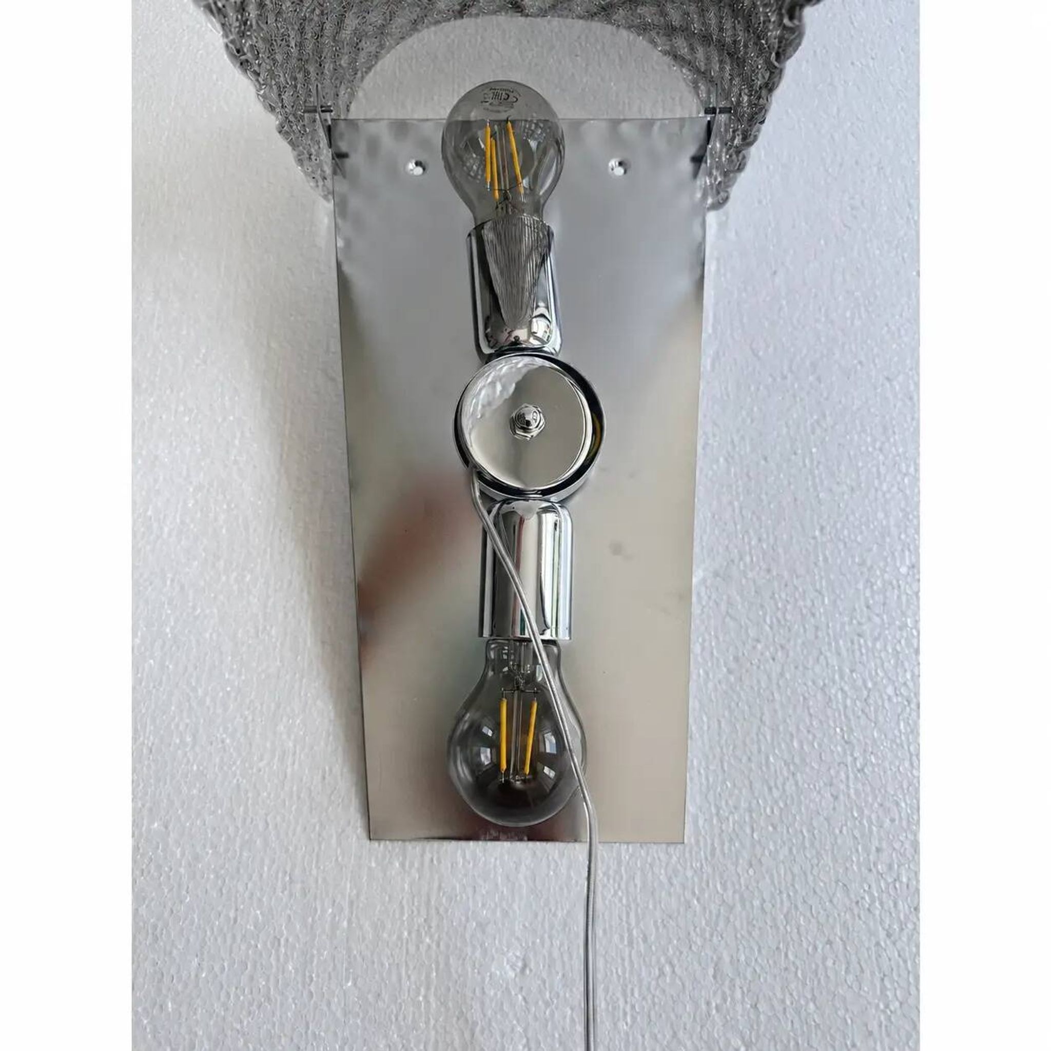 Modern Italian Gray “Graniglia” Rhombus Murano Glass Sconces, Pair