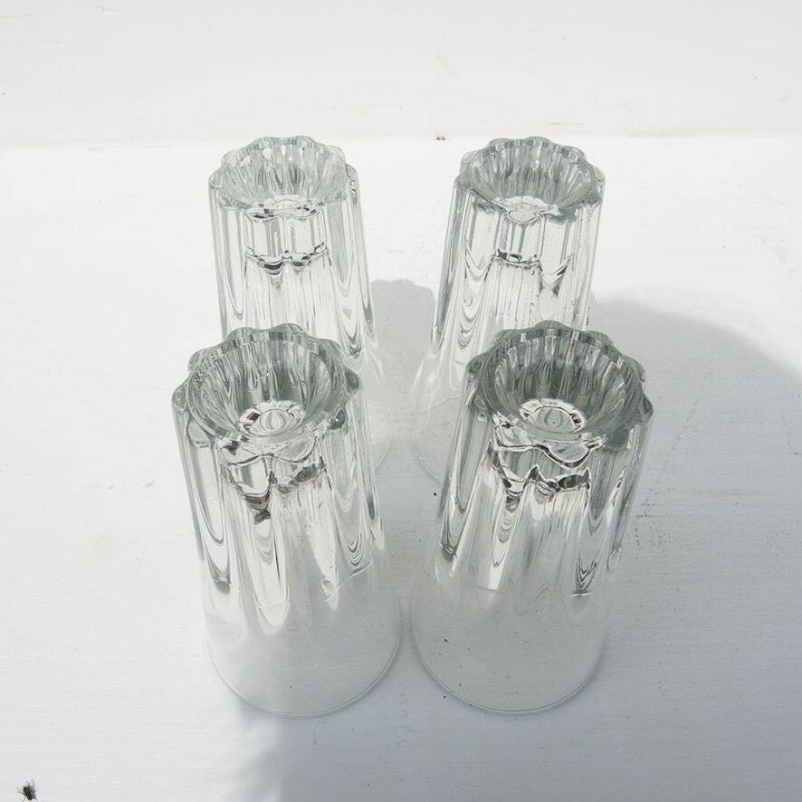 4 old transparent glass pastis glasses