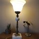 Retro chic living room lamp in white marble and brass