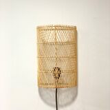 Natural rattan wall light