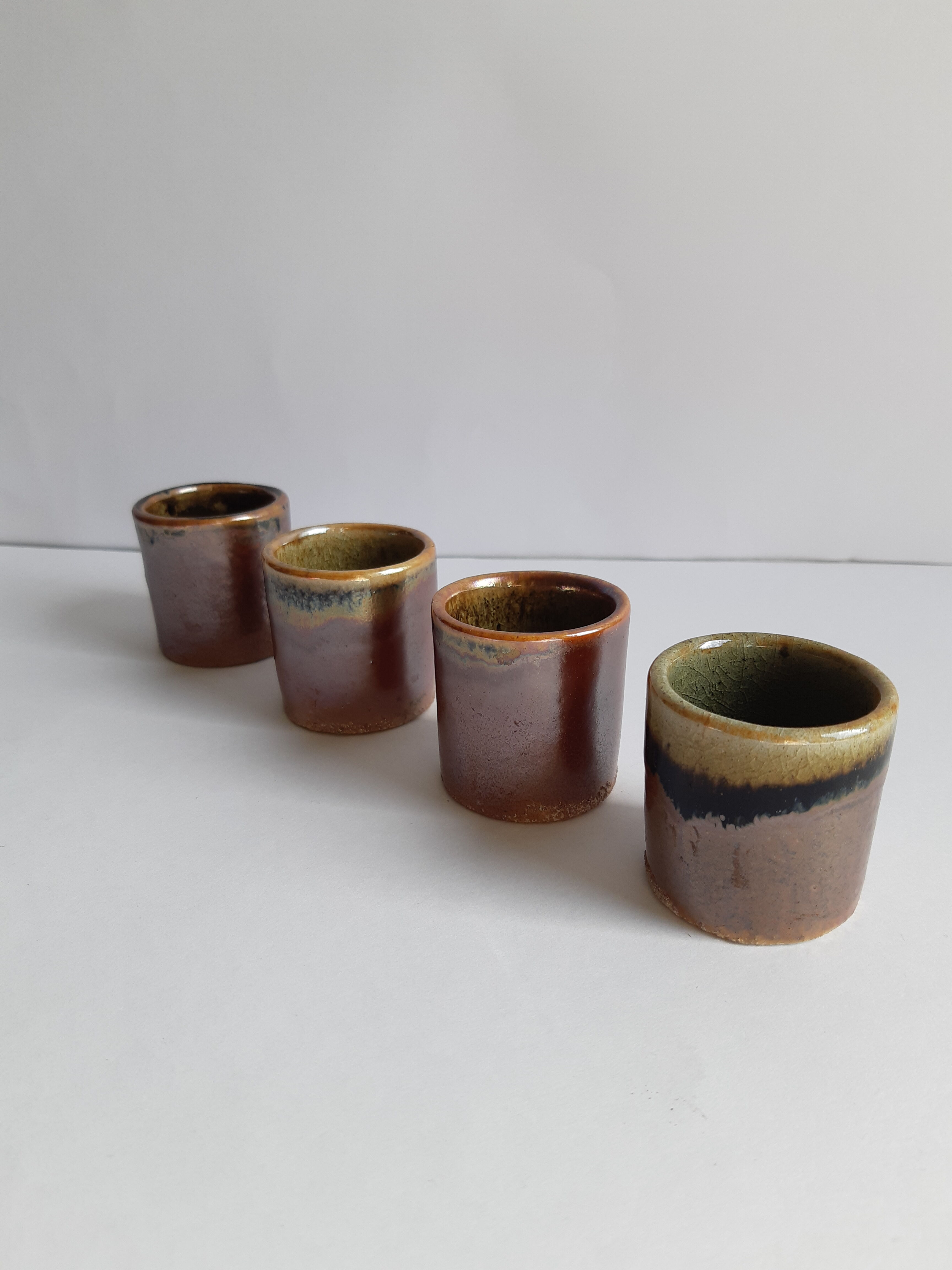 Set of 4 vintage sandstone coquetiers