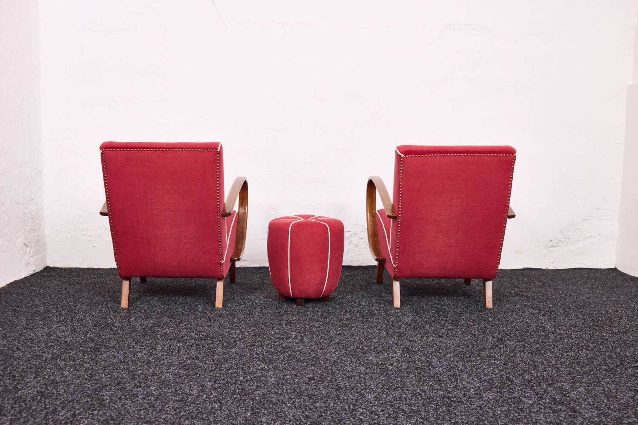 Fauteuils et tabourets Art Déco Jindřich Halabala H-530 années 1940, Up Závody