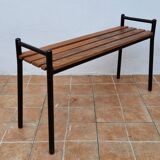 Bench in painted metal and wood, 100 cm