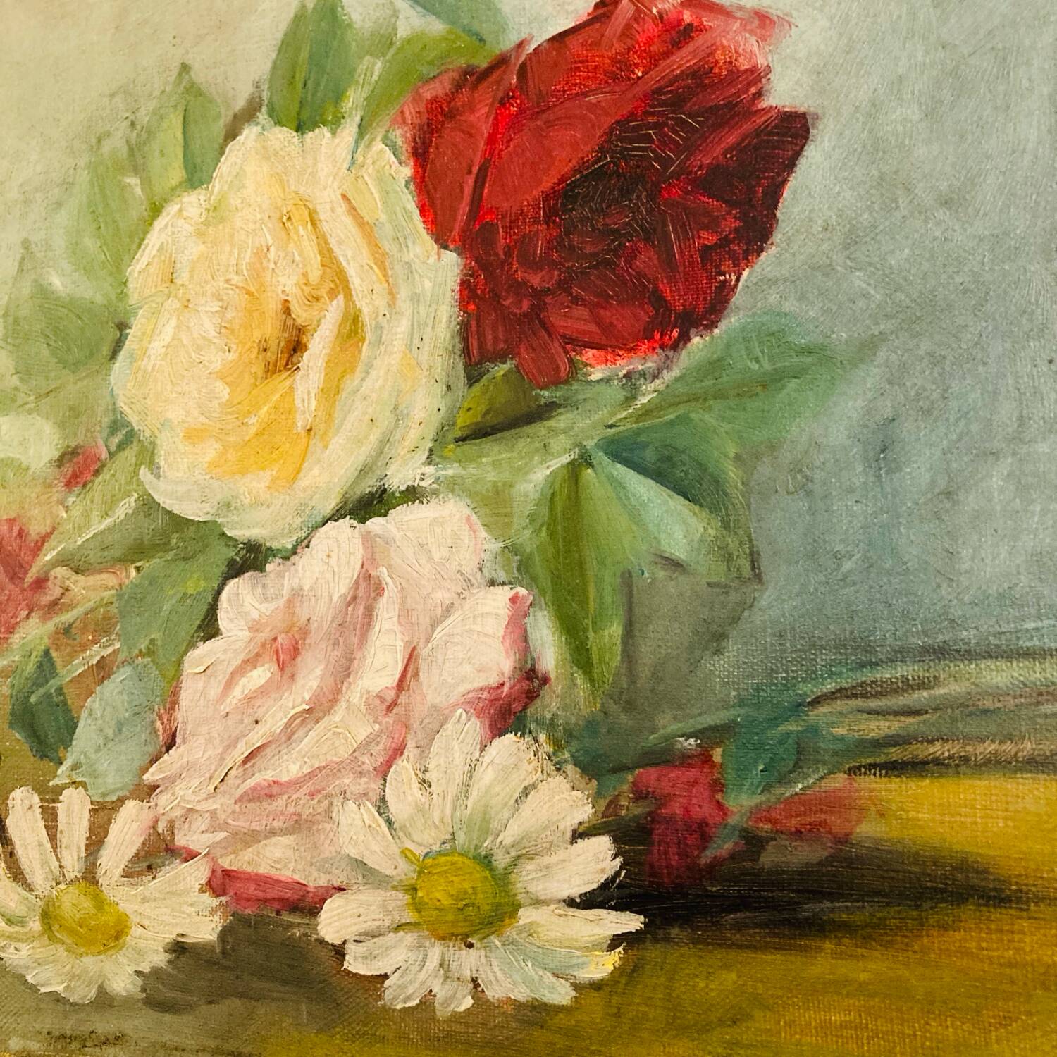 Oil on canvas 1898 still life bouquet deposited