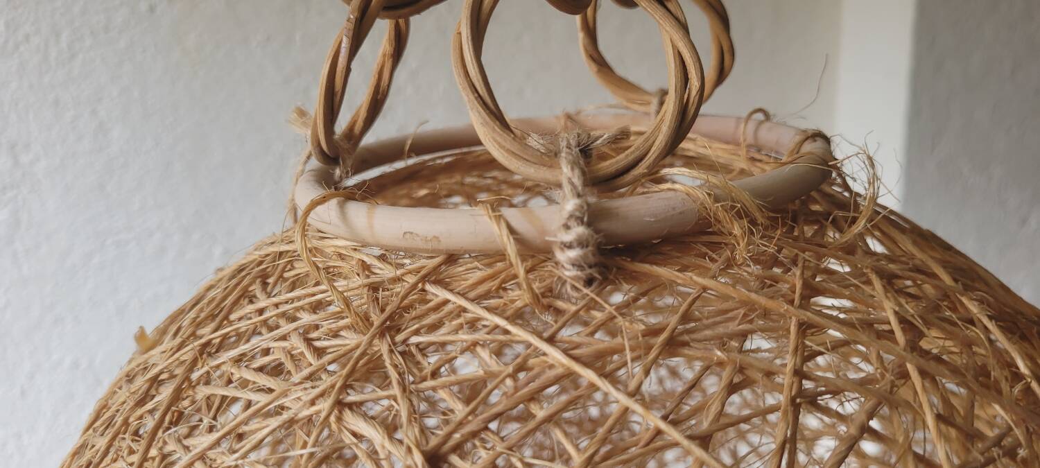 70's sisal pendant light