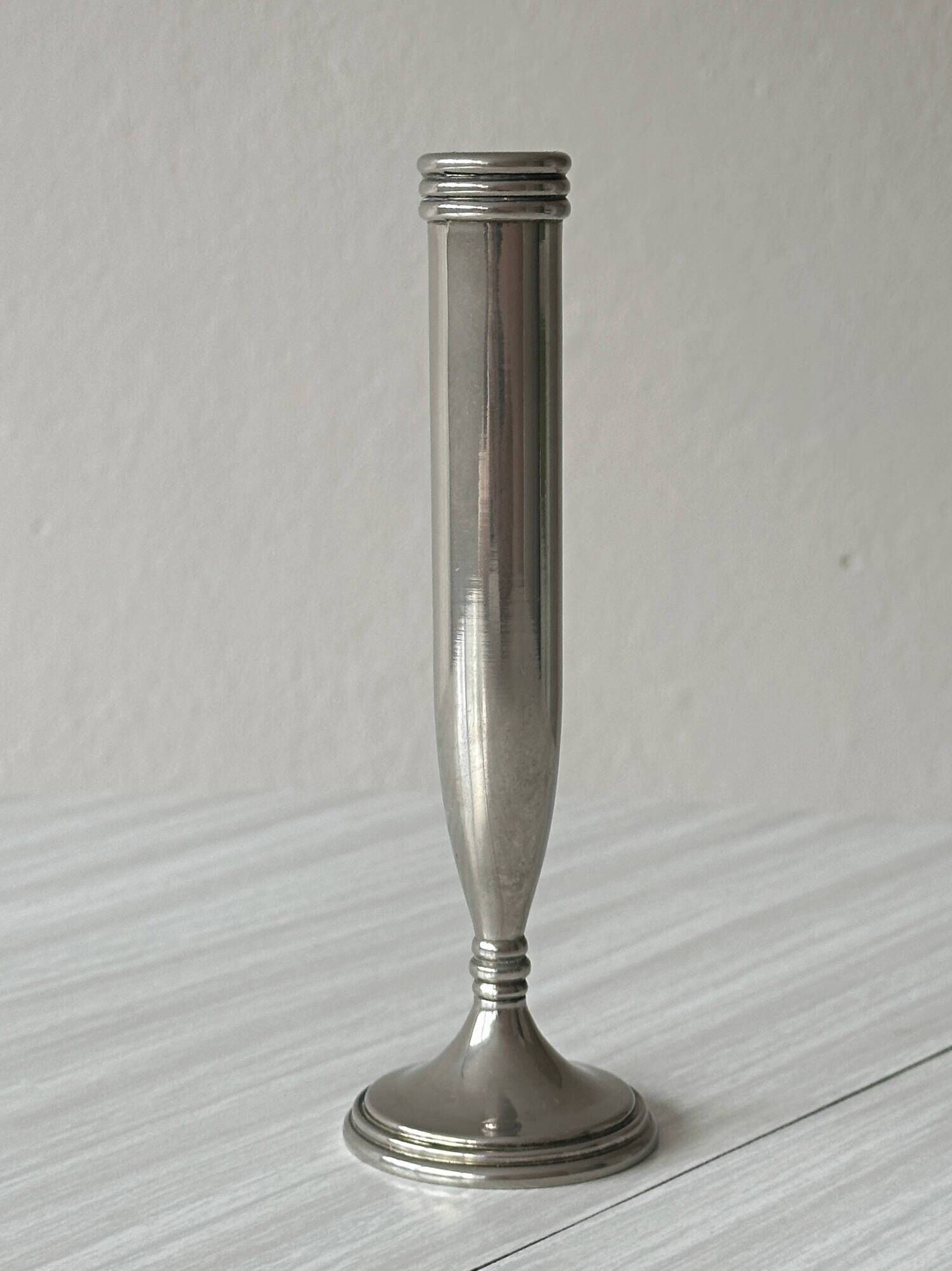 silver-plated single-stem vase