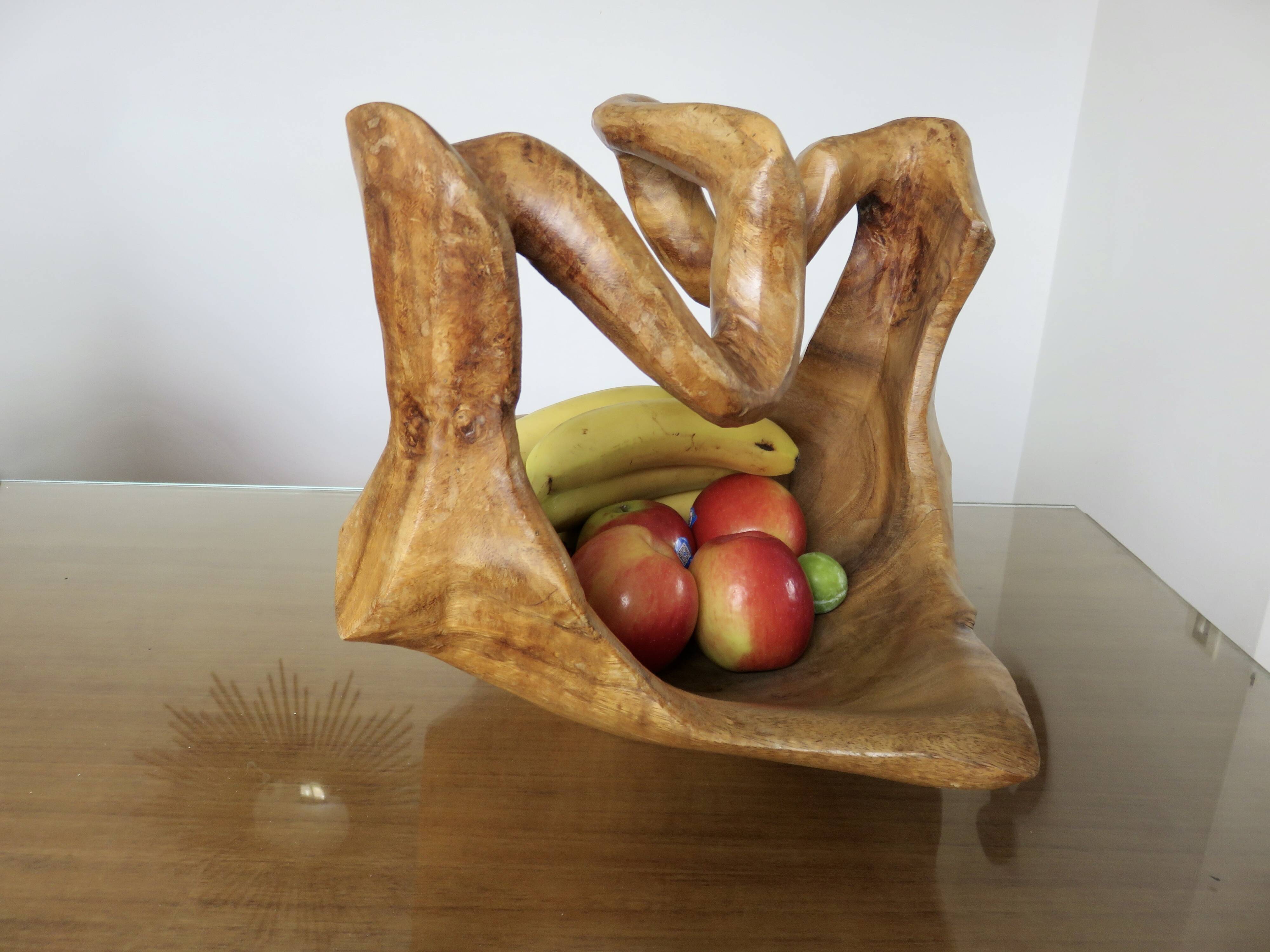 Very large olive wood fruit bowl, 1970, unique item.