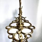 Italian brass umbrella stand, Art Nouveau style, with putti.