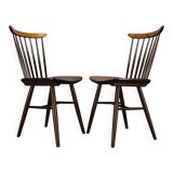 Pair of Drevounia solid beech and plywood veneer chairs, Czechoslovakia, 1970s