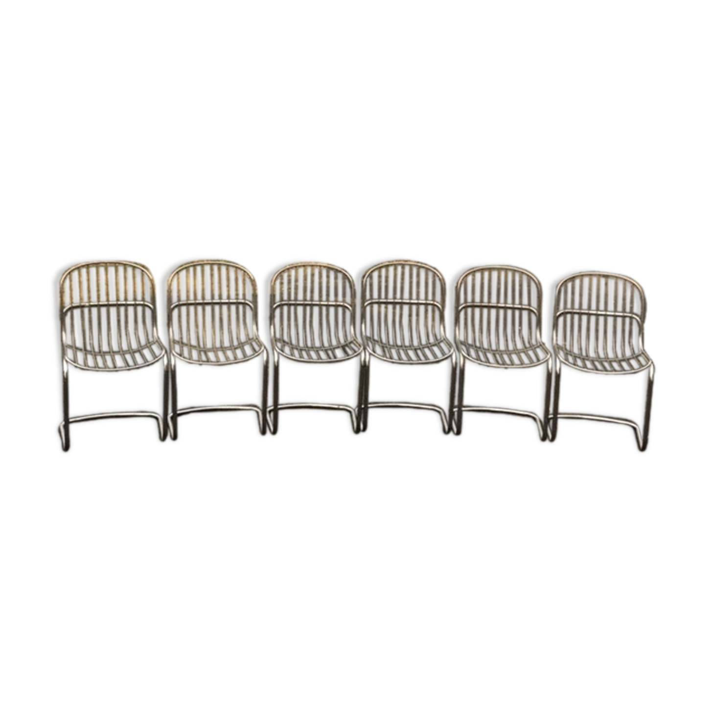 Lot of 6 wired chairs 70 Gastone Rinaldi