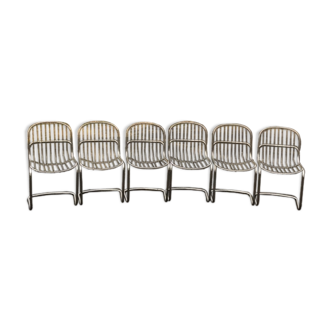 Lot of 6 wired chairs 70 Gastone Rinaldi