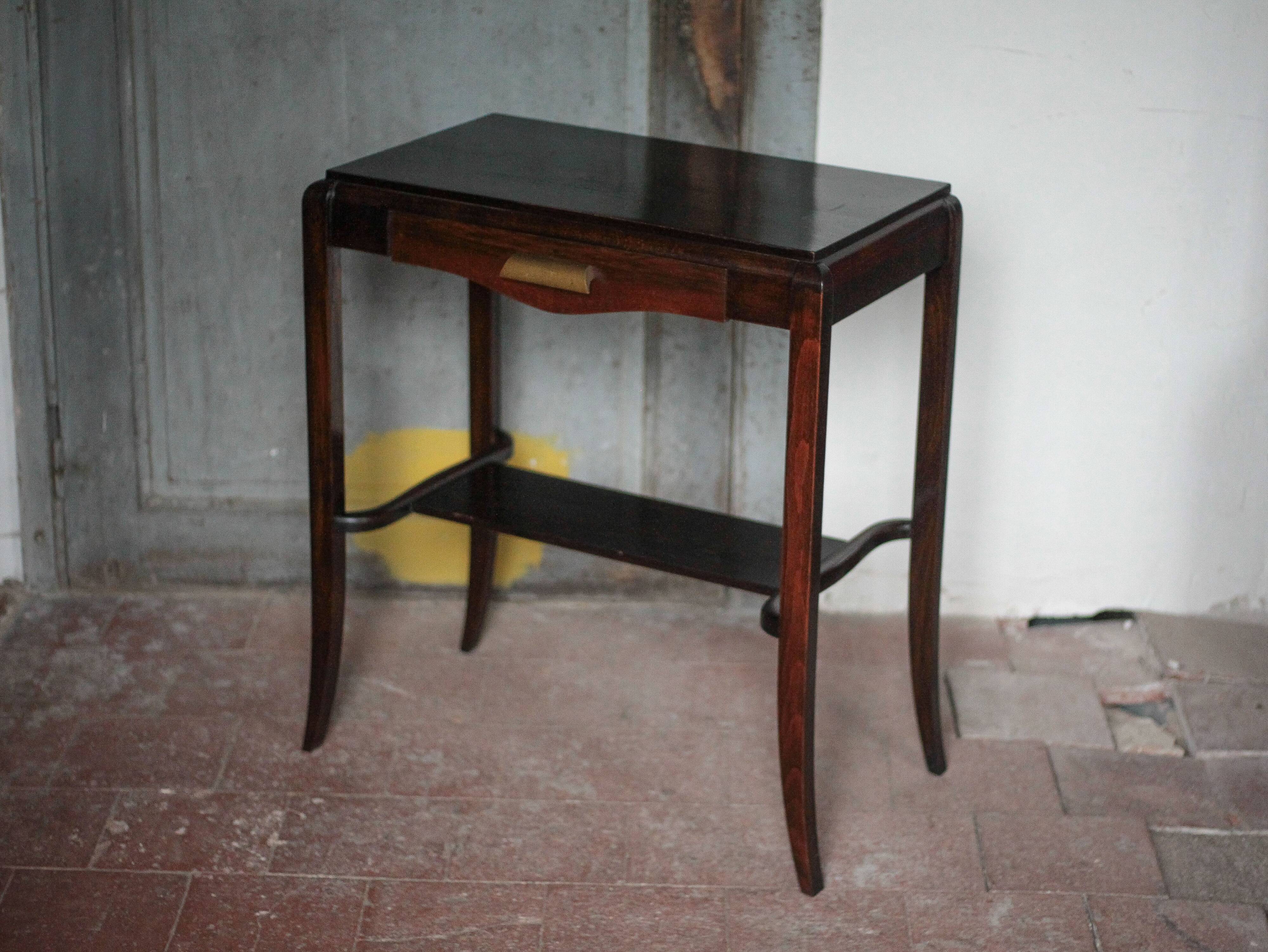 Table vintage, table bois avec 1 tiroir, console art déco, table d'appoint