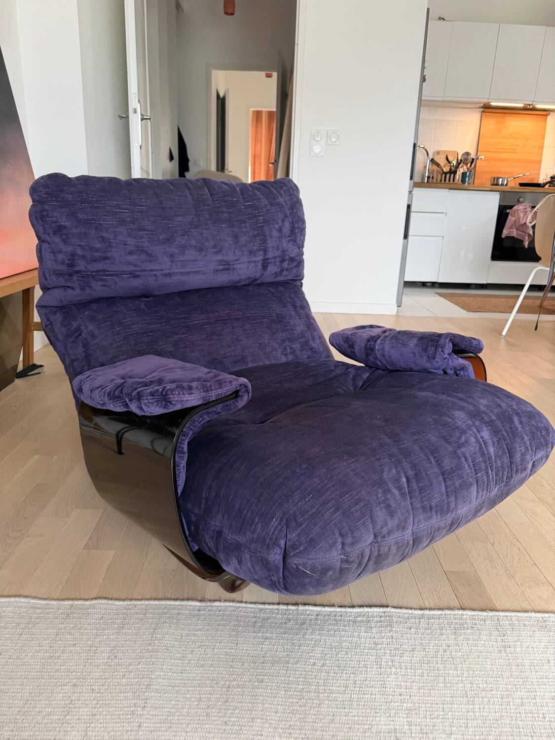 Line Roset Marsala purple velvet armchair