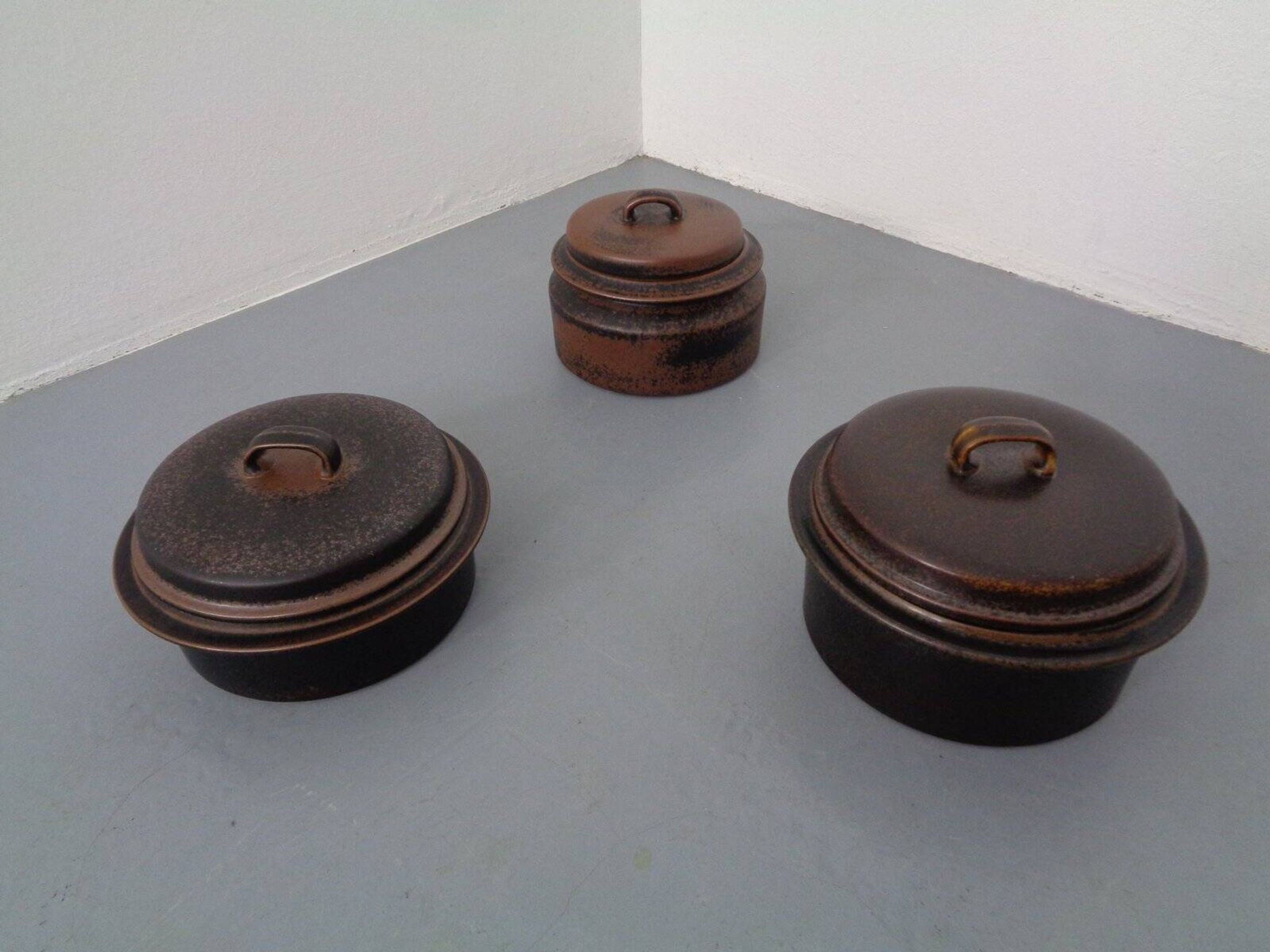 Finnish Ruska Soup Bowls with Lids by Ulla Procope for Arabia, Set of 3, 1960s, Set of 3