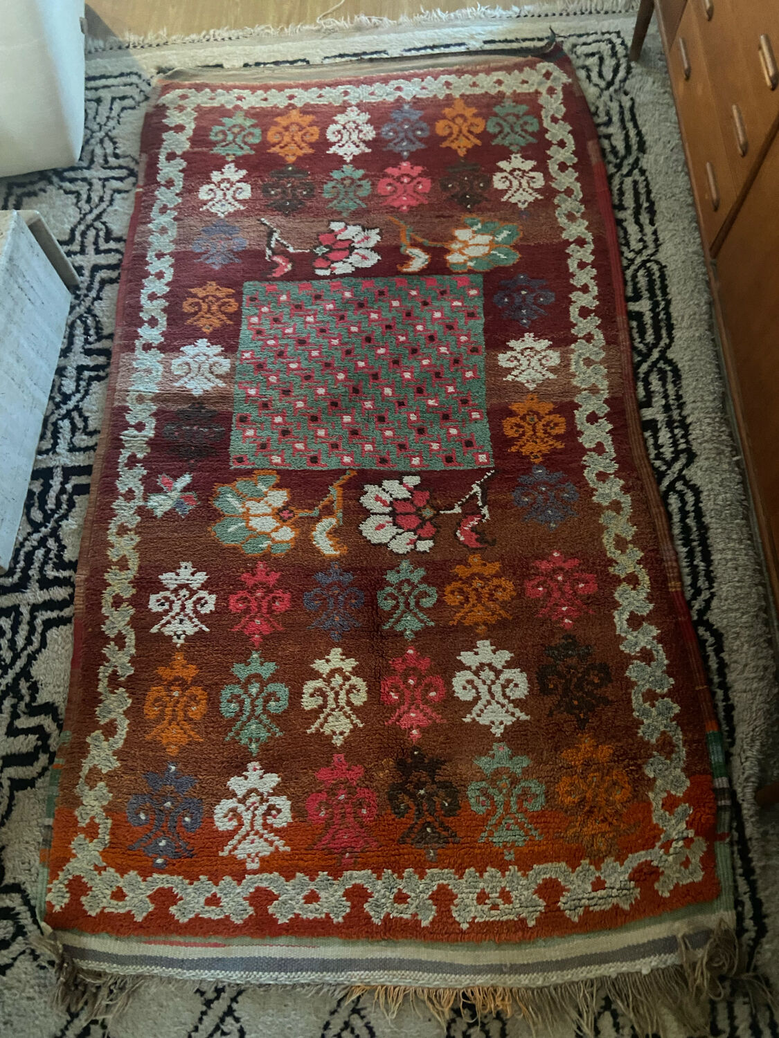 Vintage wool ethnic rug