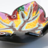 Vintage leaf cutter in multicolored slip in Vallauris style