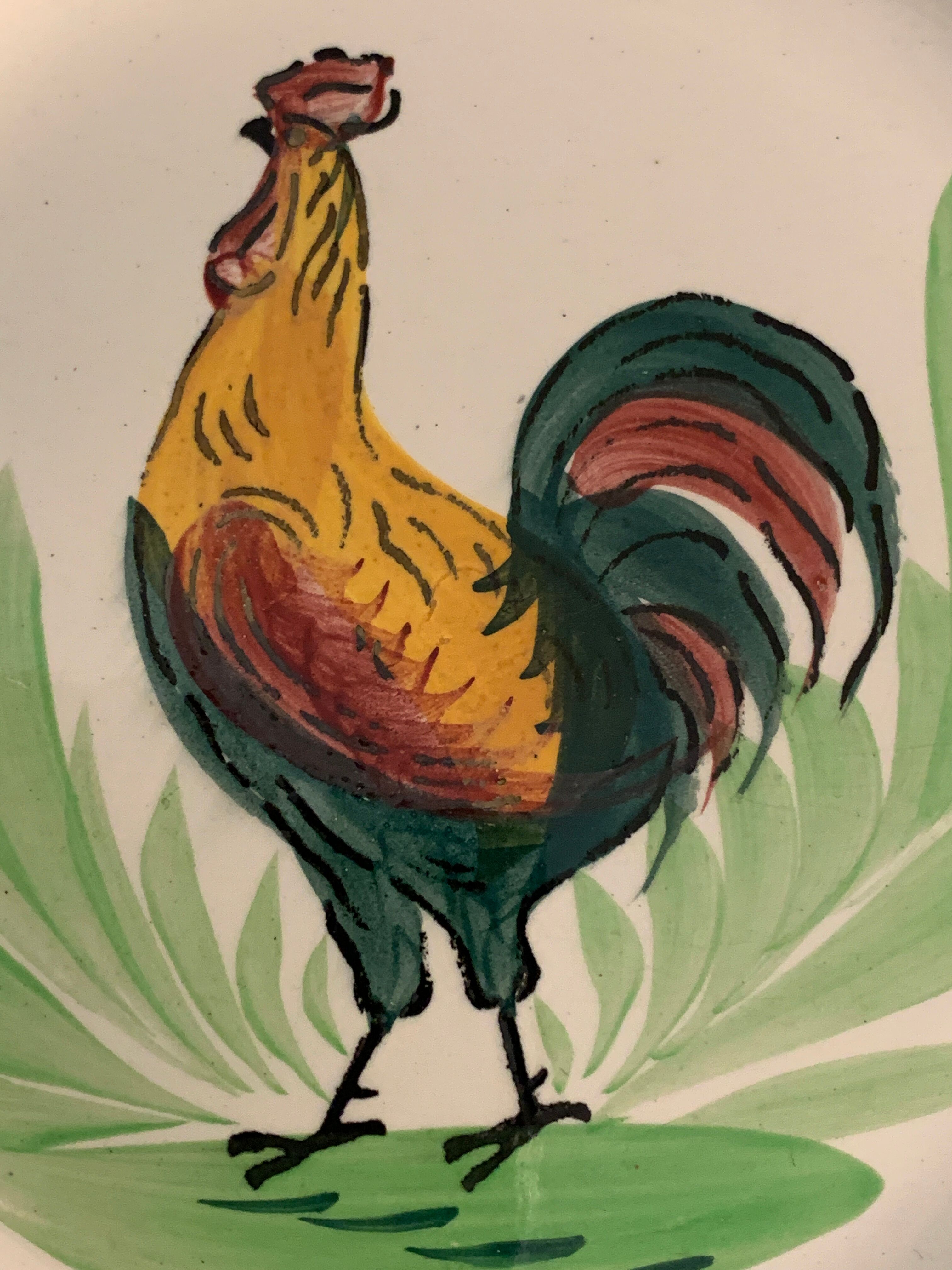 6 plates in earthenware rooster Terre de Fer Choisy Le Roy, 20th century