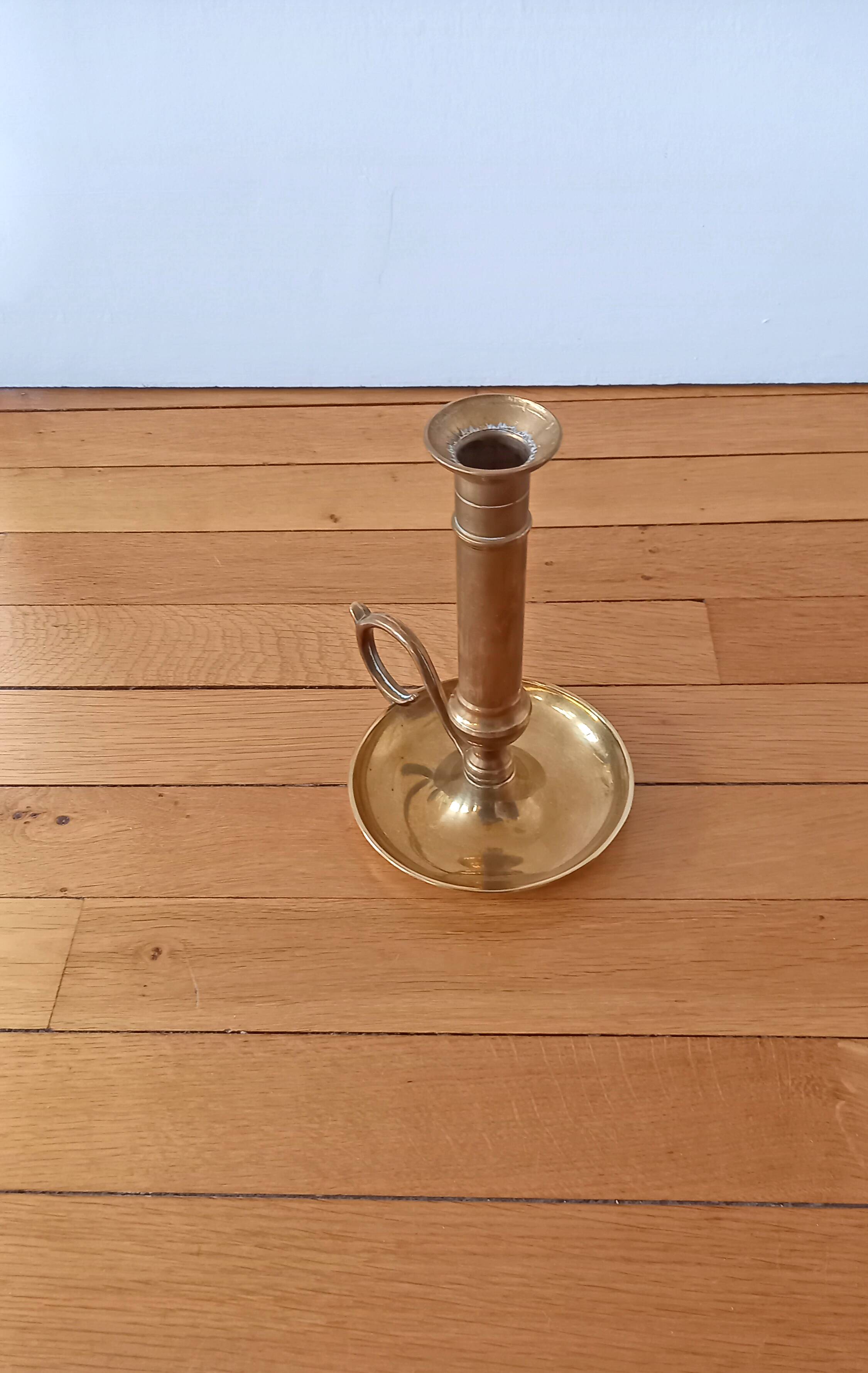 Old Candlestick Mounted Drop Candlestick in Copper or Brass