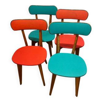 Set of 4 Vintage Compass Leg Chairs 70s