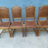 Set de 4 chaises style Louis XVI cuir