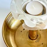 Vintage brass and glass candle holder