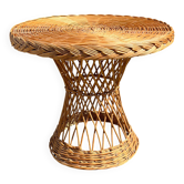 Table d'appoint en rotin et osier vintage