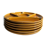 6 enamelled earthenware plates