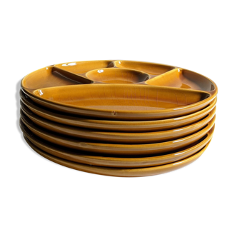 6 enamelled earthenware plates