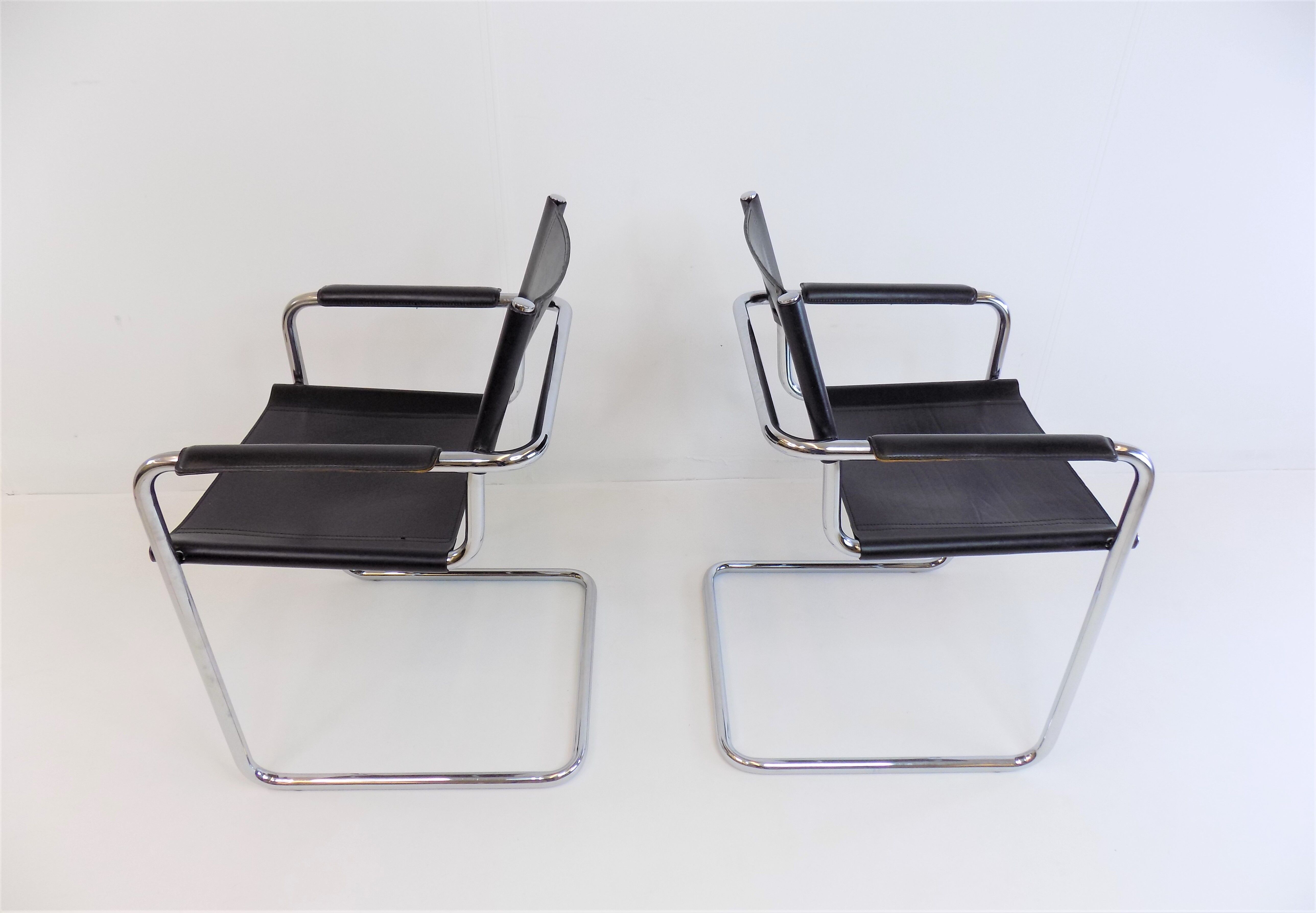 Matteo grassi mg5 set of 2 leather cantilever chairs